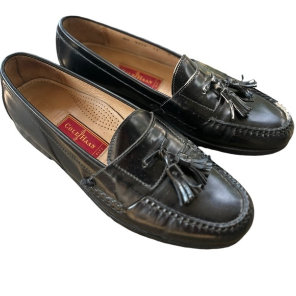 Cole Haan Black Leather Tassled Loafers Size 11 Men's Shoes - Picture 10 of 11